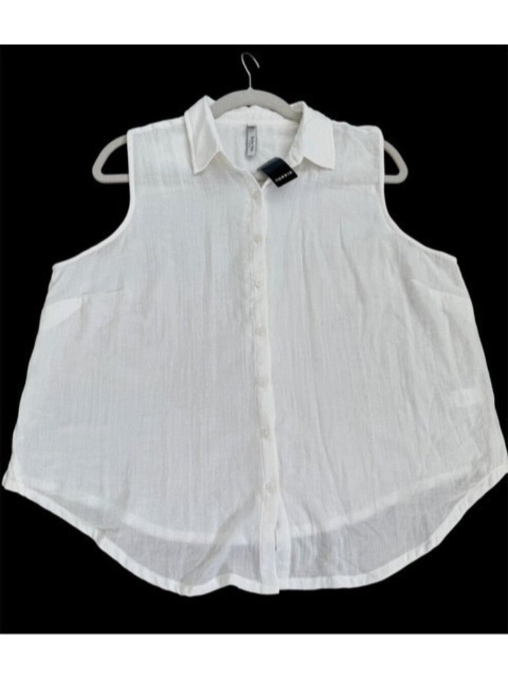 Belle Isle By Torrid Size Button Down Tank Top 2 2X Plus Size Cotton White Nwt